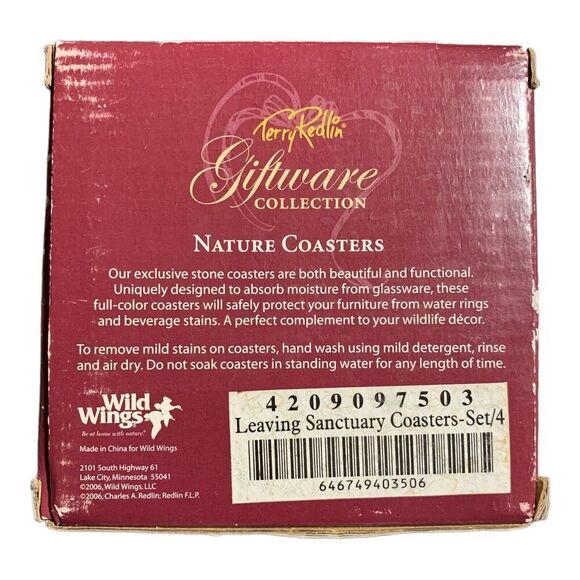 Terry Redlin Nature Coasters Collection Coaster 4 Piece Set NEW - Picture 2 of 5